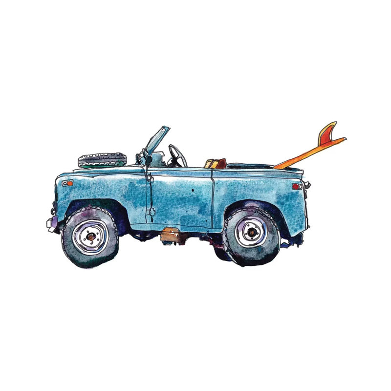 «Surf Car VI» par Paul Mccreery, reproduction d'art sur toile tendue, H 12 po x l 18 po x 1,5 po