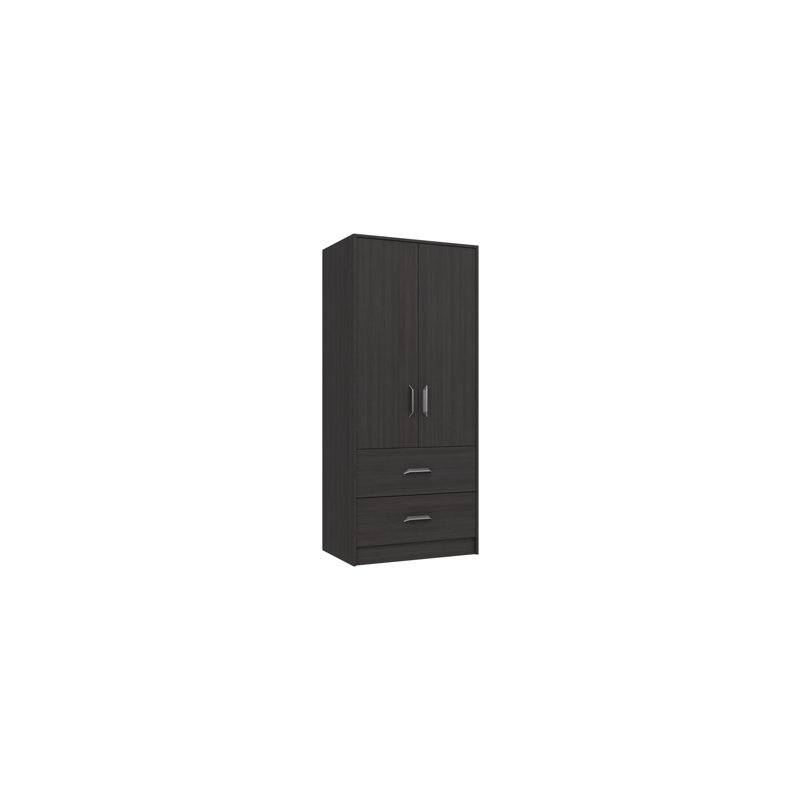 Zakariyah 2 Door Manufactured Wood Wardrobe, Anthracite Oak