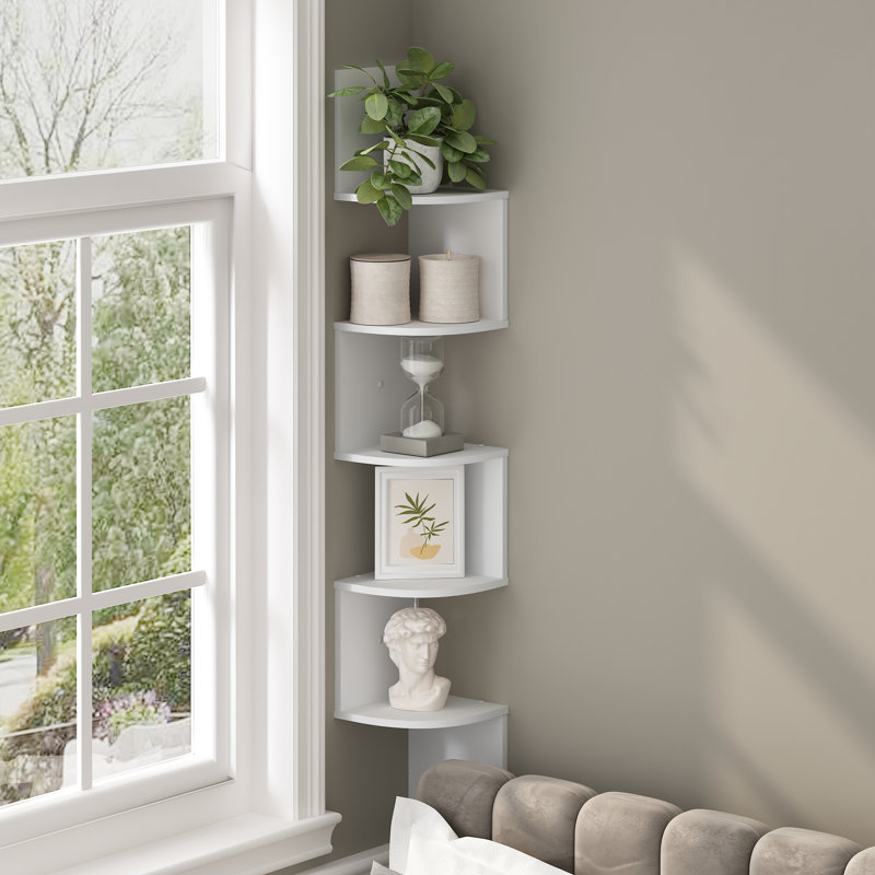 Rodrich 5 Piece Corner Floating Shelf, White