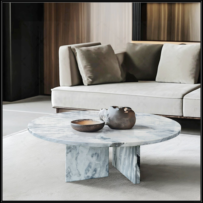 Table basse en marbre bleu-gris naturel, Bleu gris
