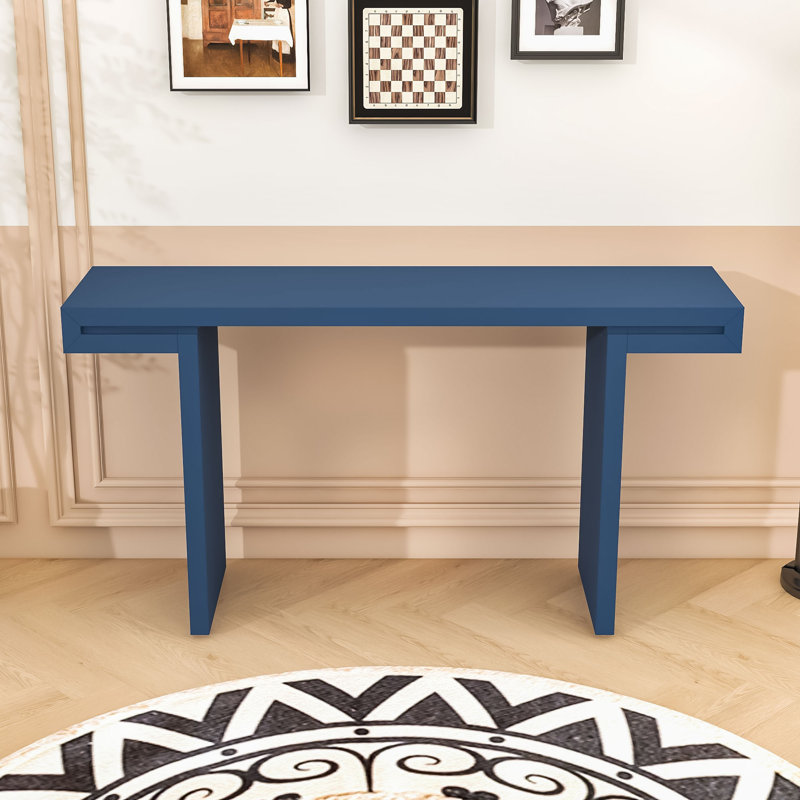 Console moderne avec finition peinte lisse, pieds réglables, Marine
