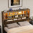 Farmhouse LED Bed Frame With Bookcase Headboard & 2 Bedside Table-1805429196-1805429195