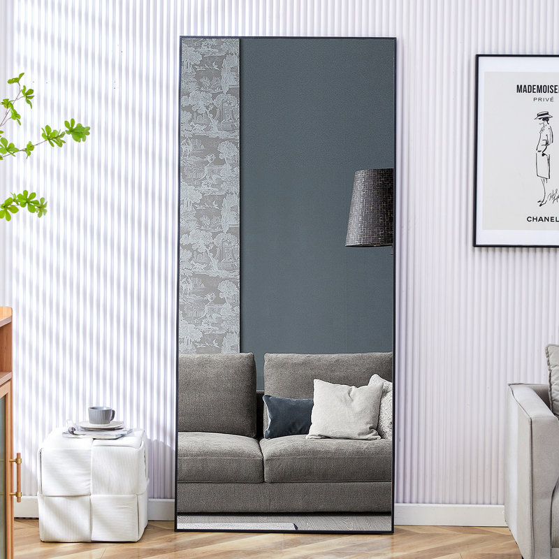 Miroir long à cadre en bois massif de la quatrième génération, miroir de vestibule, vestibule de chambre à coucher, miroir décoratif, magasin de vêtements, miroir de plancher au plafond, fixation murale. 71 po x 31,4 po, miroir