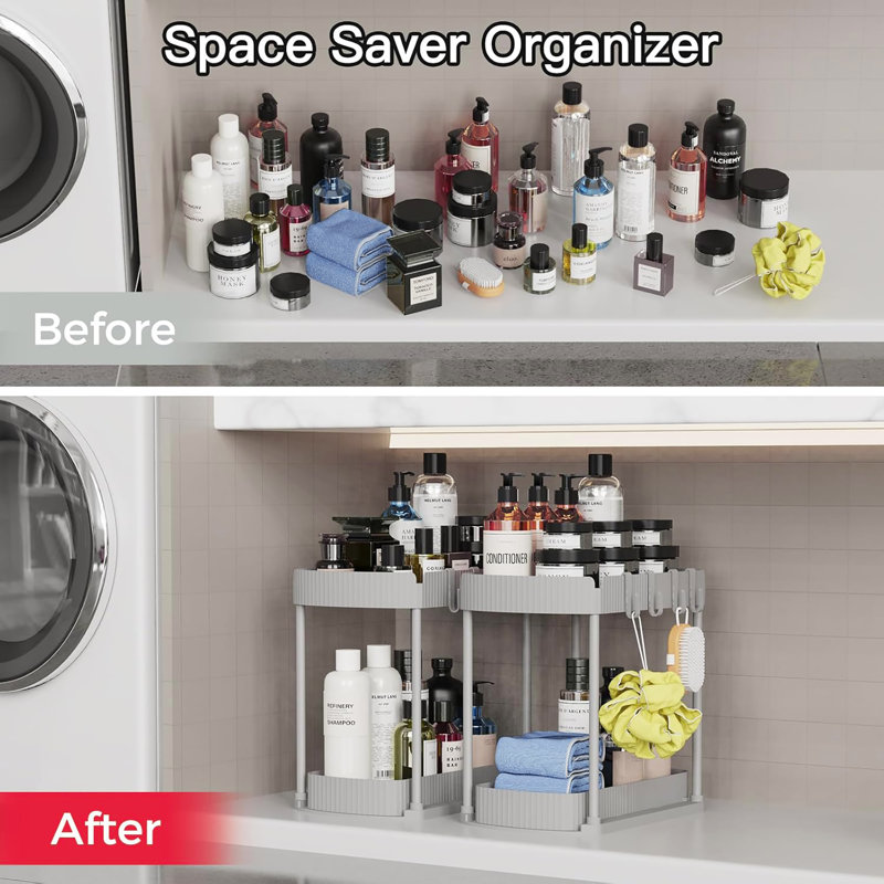 Ensemble de 2 organisateurs de rangement coulissants polyvalents pour sous l'évier et sous l'armoire dans la cuisine et la salle de bain