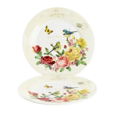 Rose Bird 10.5" Bone China Dinner Plate