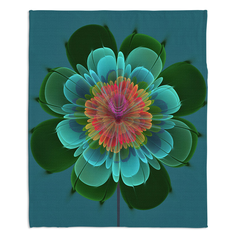  Jeté de fleur fantôme, l 51 po x L 60 po, Vert / bleu