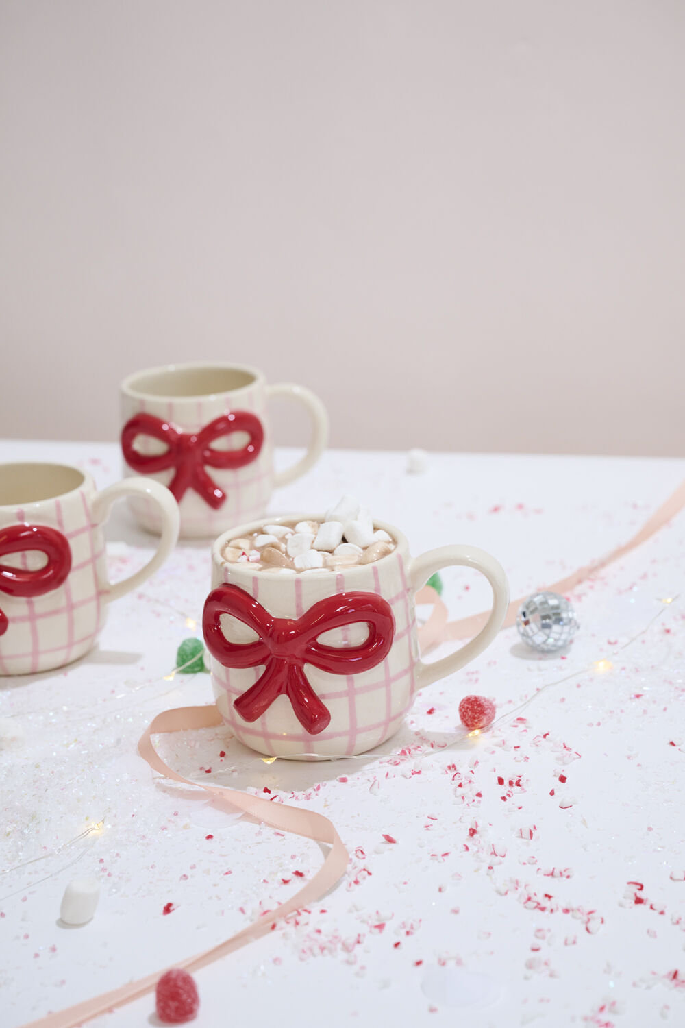 Red Bow Mug 5"x 4"x 3.5"