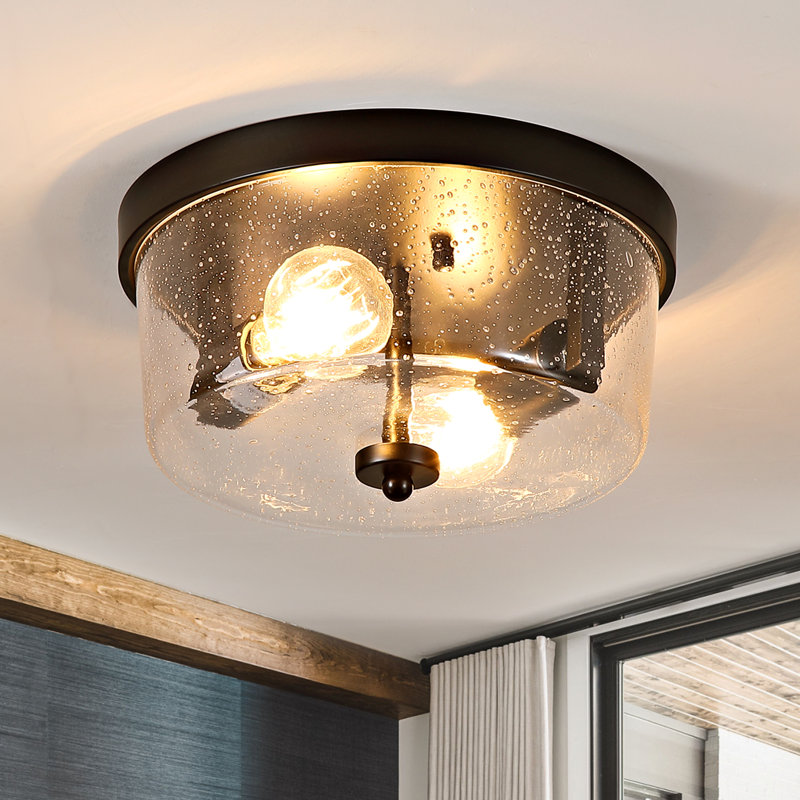 Plafonnier encastré 2 lumières avec verre transparent (ampoules non incluses)
