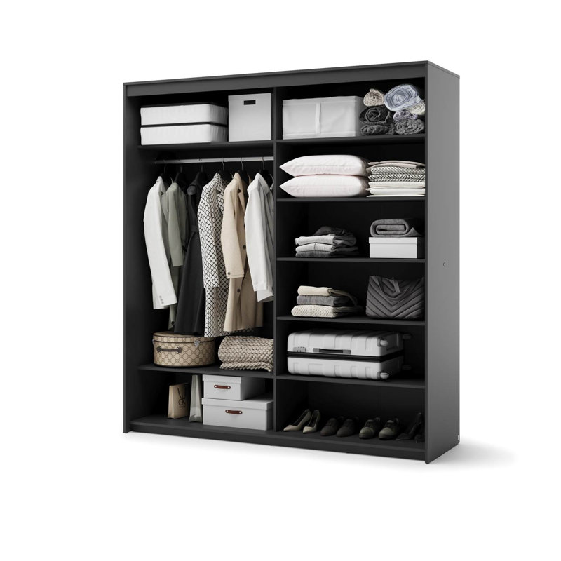 2 Door Manufactured Wood Wardrobe, Black