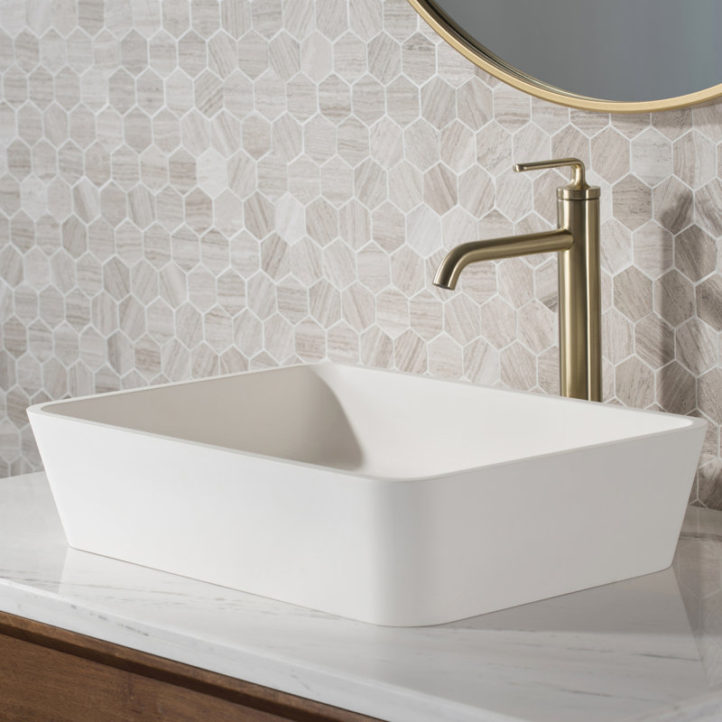Ramus Vessel Sink Bathroom Faucet with Drain Assembly, Brushed Gold