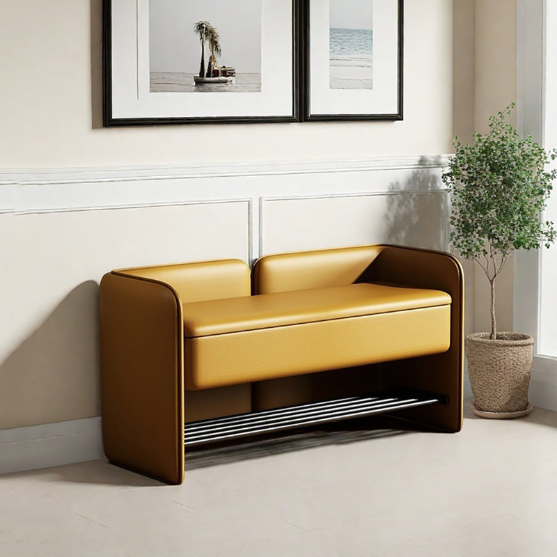 Tabouret de rangement pour chaussures 39,4 po, Jaune