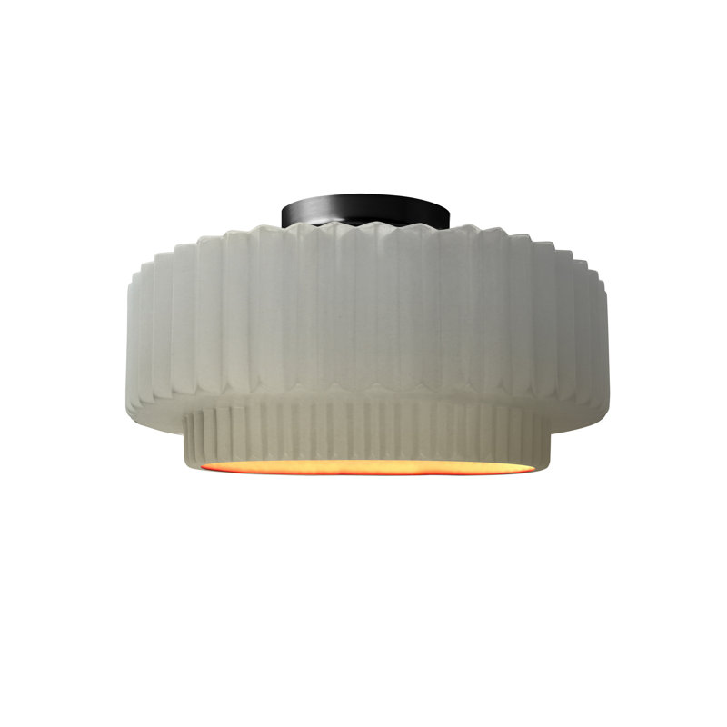 Plafonnier semi-encastré en céramique Radiance, Blanc mat / or champagne, Noir mat, H 7 po x l 12 po x P 12 po