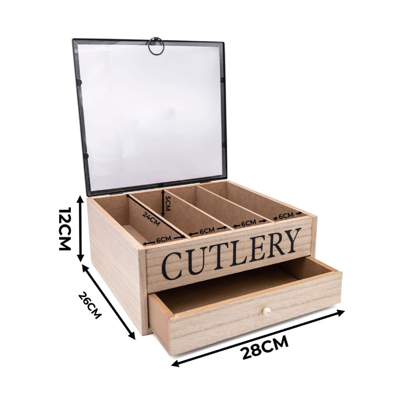 Wood Rectangle Utensil Storage Set