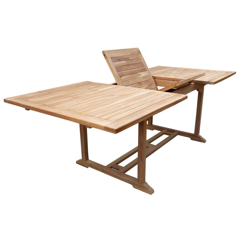  Table de salle à manger d'extérieur extensible en teck avec trou pour parasol Cosper l 71 po