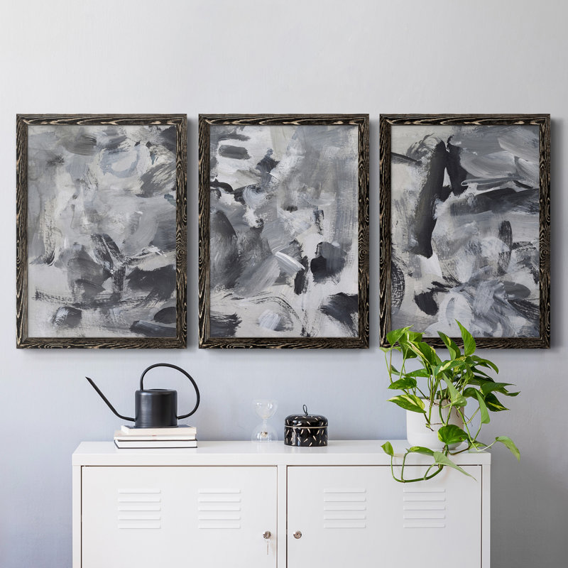 Toile encadrée noire et blanche de qualité supérieure - prête à être accrochée, H 20 po x l 51 po x P 1,5 po, Noir