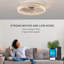 Modern Acrylic Ceiling Fan Light With Remote Control, Dimmable LED Chandelier, 6-Speed Adjustable, Quiet Motor, Flush Mount Design For Living Room, Bedroom, Dining Room-975011373