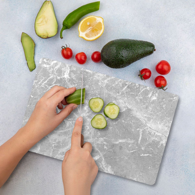 Flourish Premium Tempered Glass Cutting Board, 9.8 x 13.8 inches | 100% Antibacterial, Easy Clean, Non-Slip Silicone Feet | Durable Kitchen Essential for Safe Food Preparation, Stylish and Functional Design