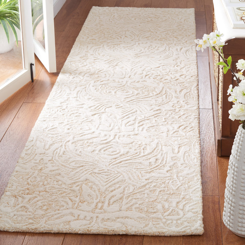 Dunlow Hand Tufted Wool And Cotton With Latex Damask Rug, Runner 2'3" x 9'