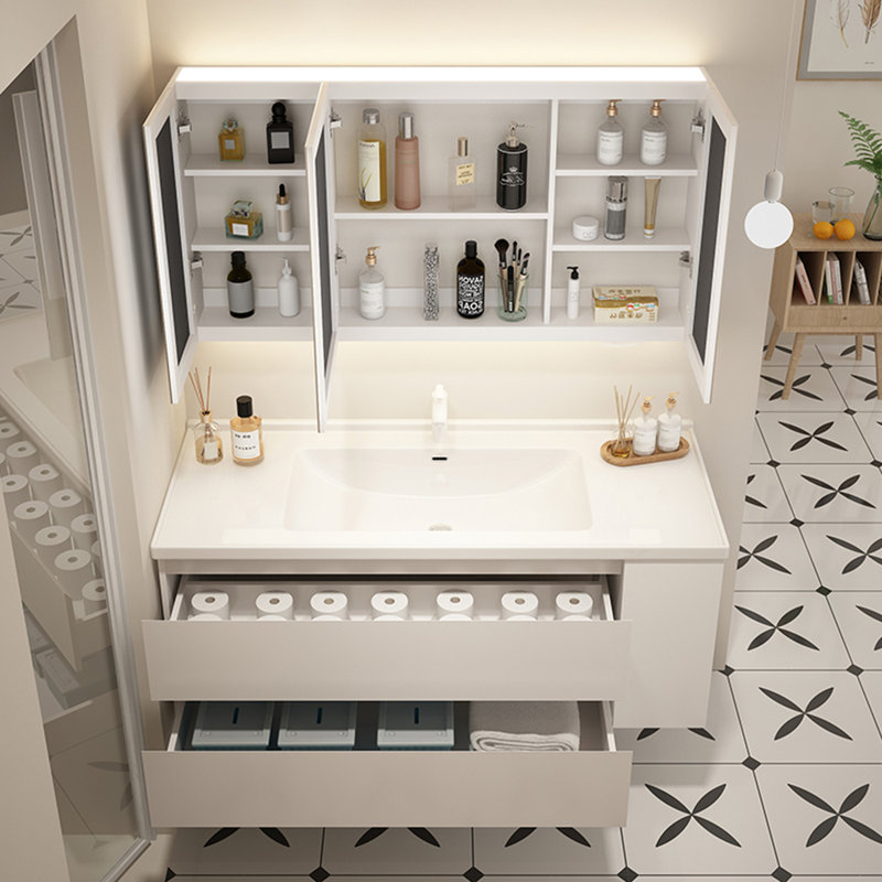 Modern simple cream style bathroom cabinet