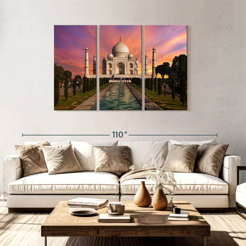 Lever de soleil au Taj Mahal, H 48 po x l 74 po