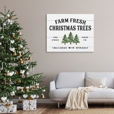 «Planked Look Holiday Farm Fresh Christmas Trees Spruce and Fir», reproduction d'impression sur toile