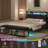 2 Piece Bedroom Set, Heavy Duty Bed Frame With LED And Charging Station And  Storage Ottoman Set, No Box Spring Needed-959071469