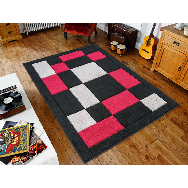 Aralee Chequered Area Rug, Rectangle 60 x 110cm
