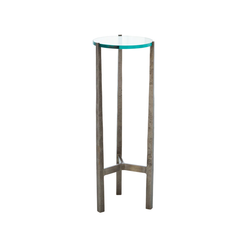 Oculus Glass Top End Table, Natural Iron