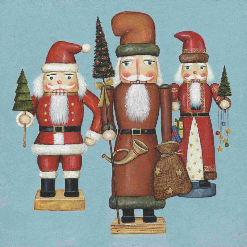 Père Noël, casse-noisettes - impression, H 36 po x l 36 po, Toile avec cadre flottant blanc sans passe-partout