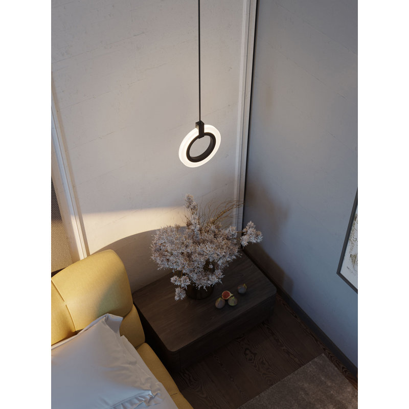 Luminaire suspendu DEL 8 po Nakyiah, Noir, noir, noir, noir