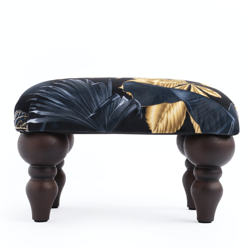 Gulsher 38cm Wide Velvet Floral Footstool Ottoman