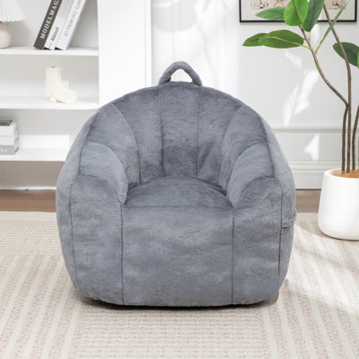 Bean Bag Chair for Kids, Small Bean Bag Sofa Chairs with filler, Beige Comfy Beanbag Chair with Handle for Living Room, Bedroom