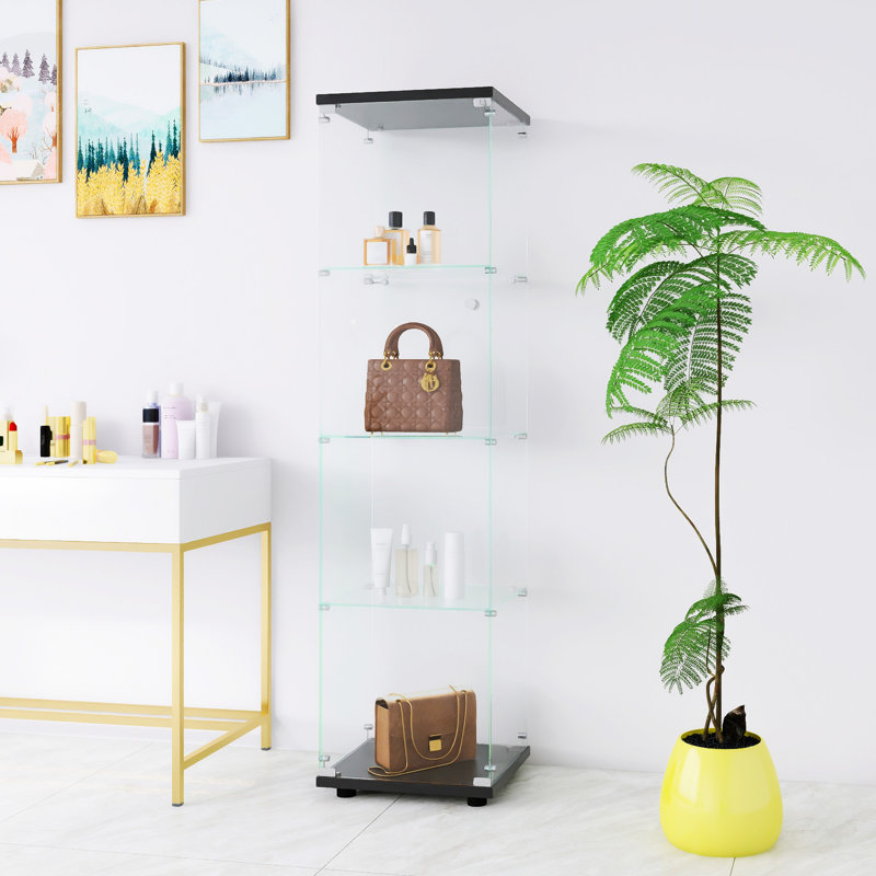 Vitrine en verre 4 tablettes avec porte