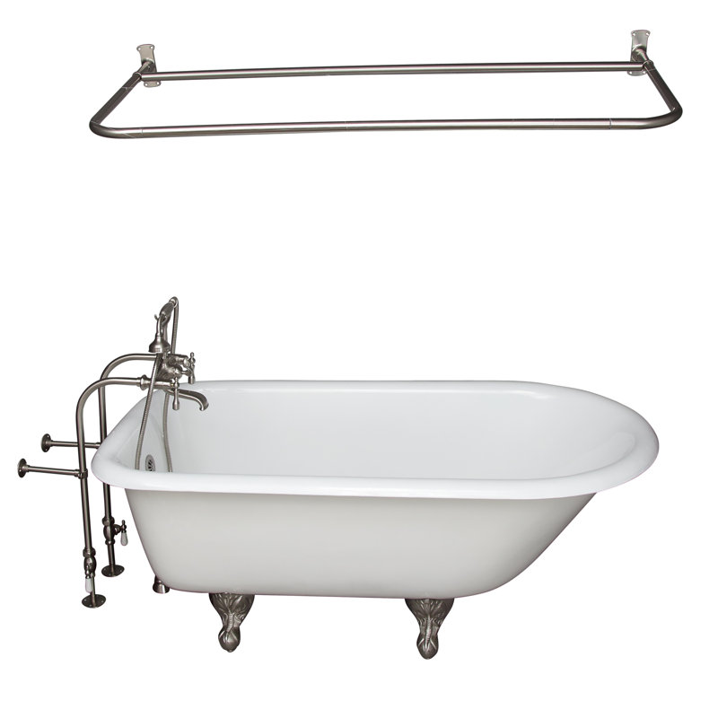 54'' x 30'' Soaking Cast Iron Bathtub, Satin Nickel
