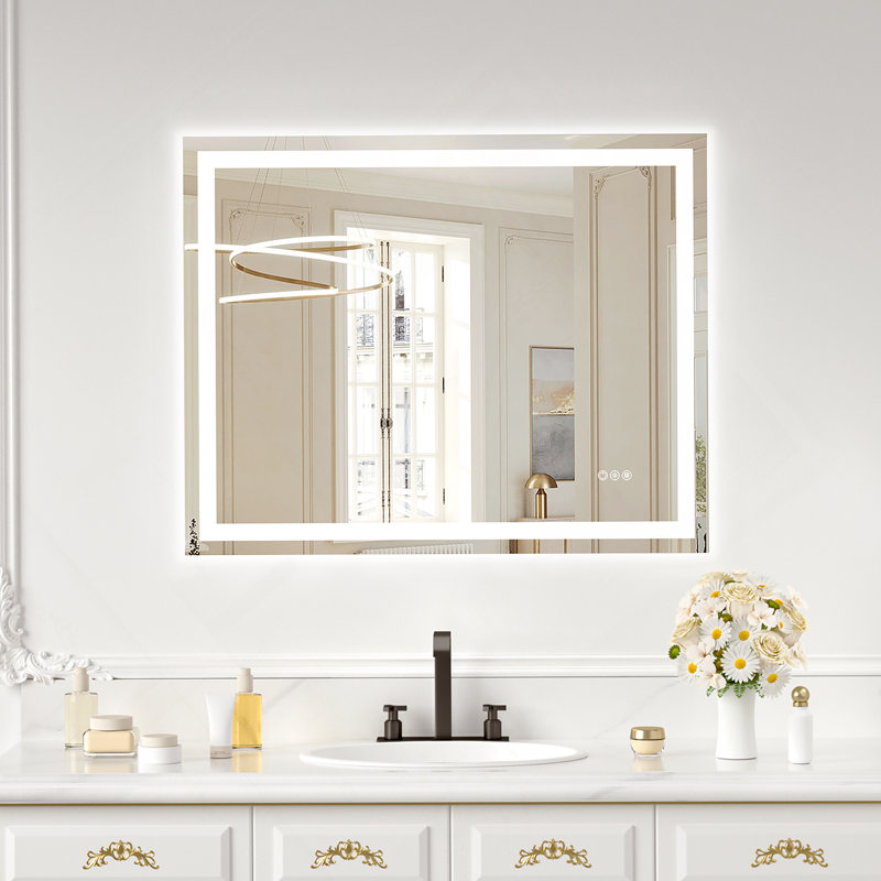 24 po x 36 po sans cadre, avec deux bandes de lumière DEL à l'avant et à l'arrière, 36 po x 24 po, Transparent