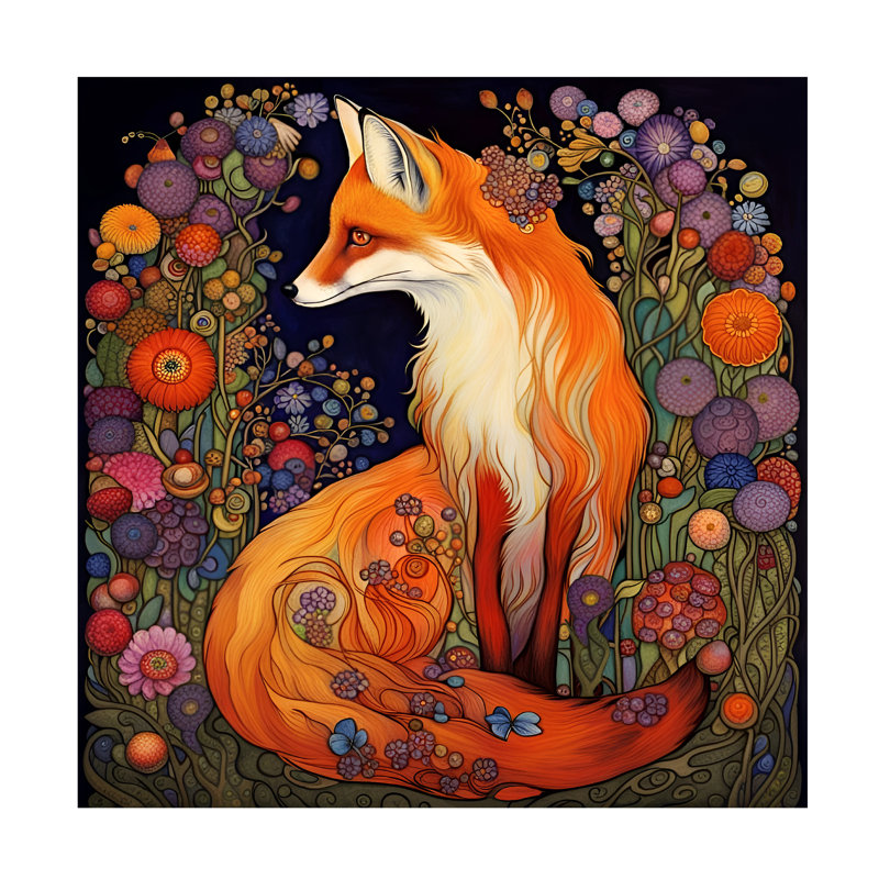 Art sur toile renard roux, Tina Lavoie, Shangri-La, H 18 po x l 18 po