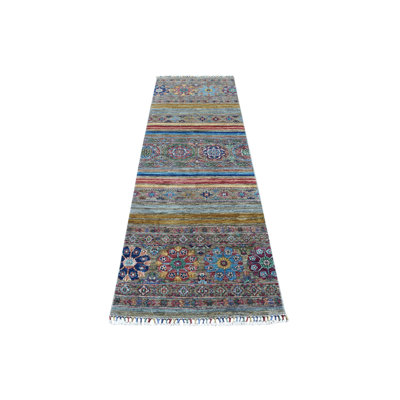 2'7" x 8'0" New Hand Knotted Grey Wool Runner Oriental Rug - MOA10267122