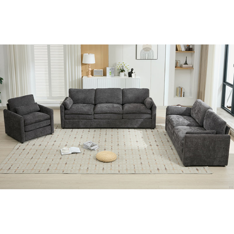Ensemble de canapés douillets rembourrés Cozy, Gris