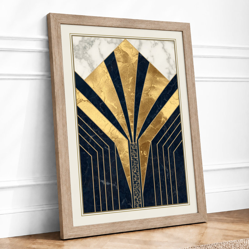 Sunburst Elegance Art Deco - Framed Print, A2 - 59.4 x 42.0 cm, Oak