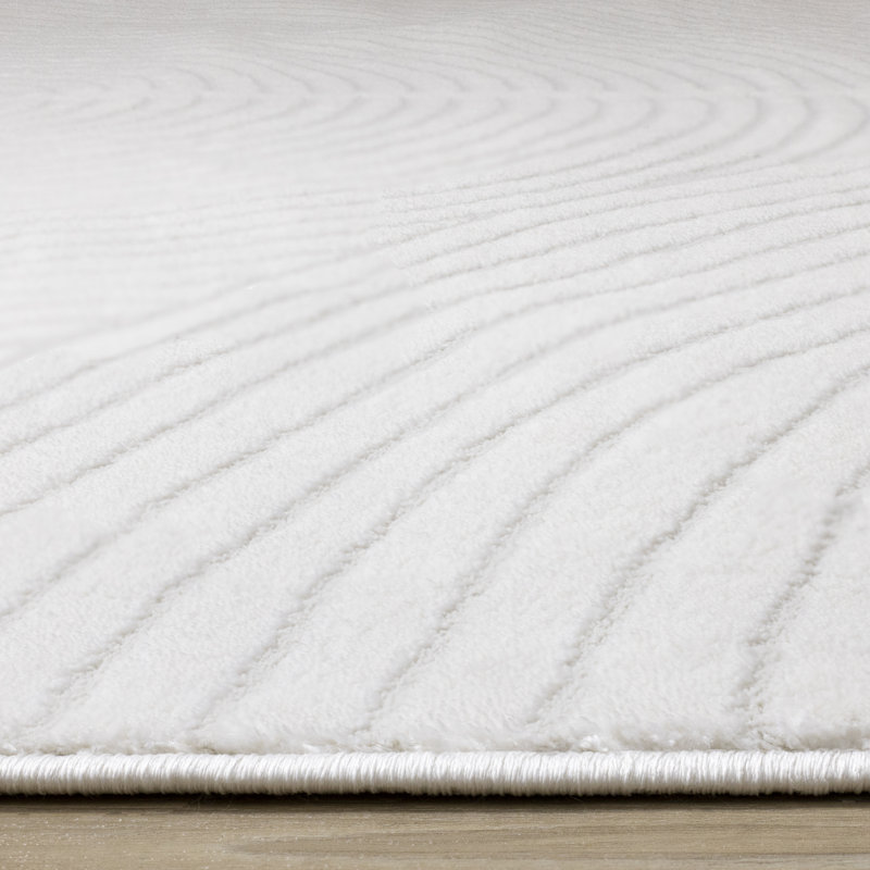 Tapis d'intérieur géométrique ton sur ton / uni de 5 pi x 8 pi (5 pi 3 po x 7 pi 7 po) Branch, tapis, crème, Mid-Century moderne - salon, chambre à coucher, salle à manger et cuisine