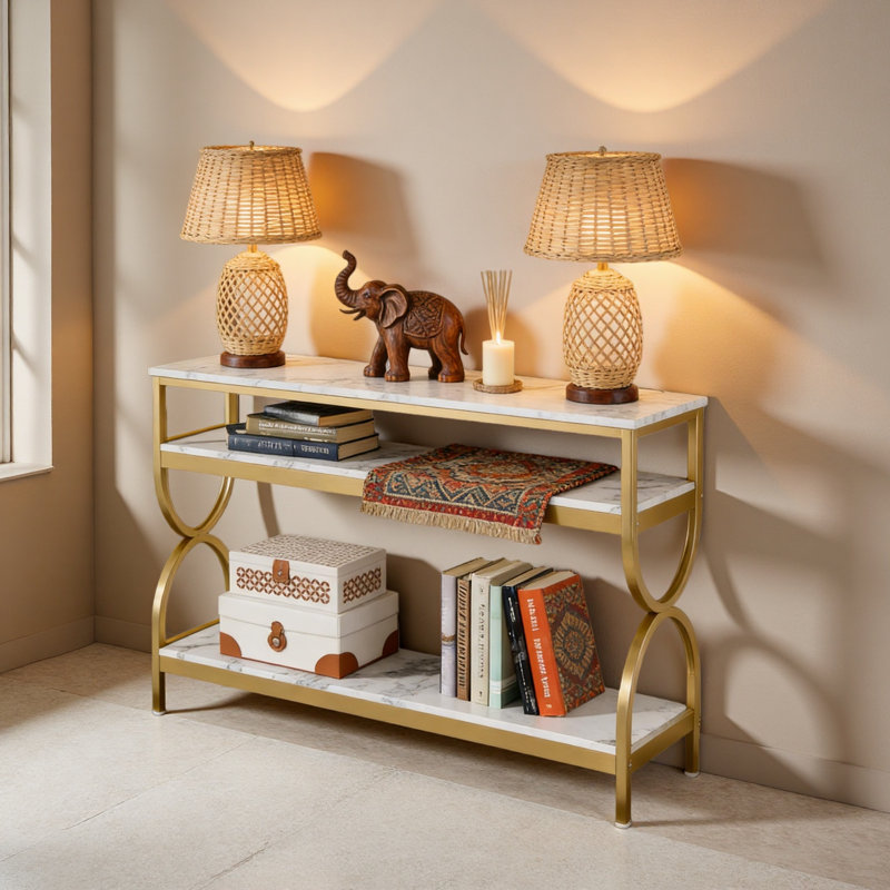 Canapé en faux marbre, table de chevet à 3 niveaux, console, table de vestibule