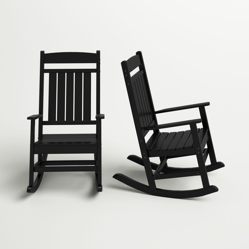 Chaise berçante d'extérieur en plastique Catelyn, Noir