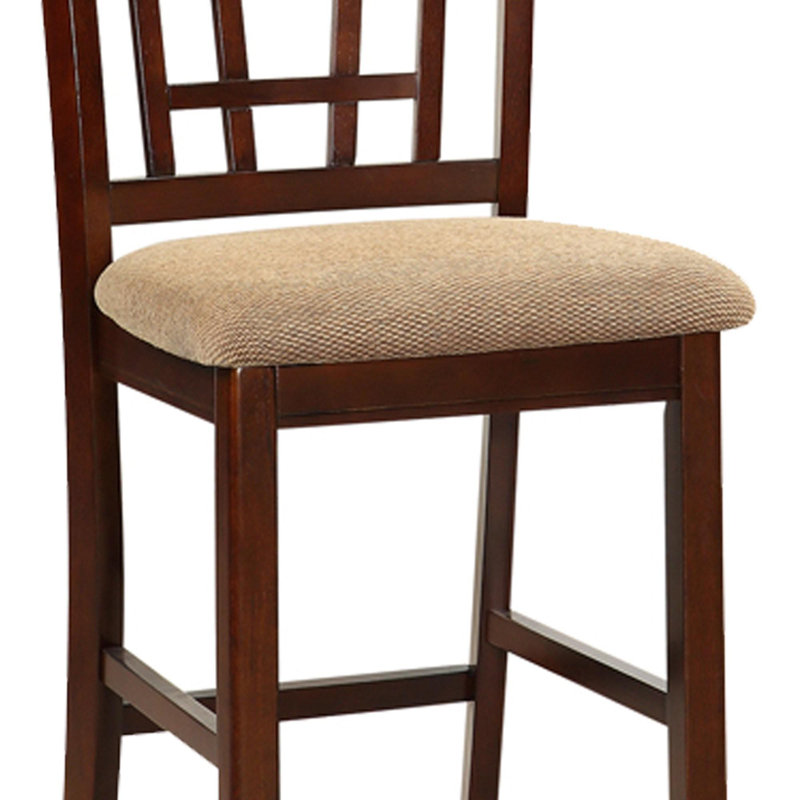 Contemporary Dining Room Counter height 5pc Dining Set Round Table w Leaf & 4x Side Chairs