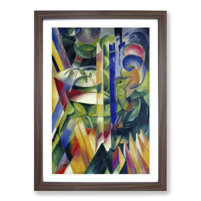 The Little Mountain Goats by Franz Marc - Picture Frame Graphic Art, Walnut Framed, 48cm H x 36cm W x 2cm D