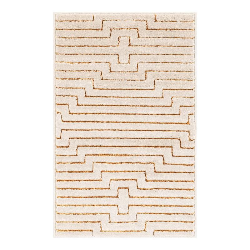 Latitude Run® Mirage Nikica Rug White and Gold, Rectangle 2' x 3'1"