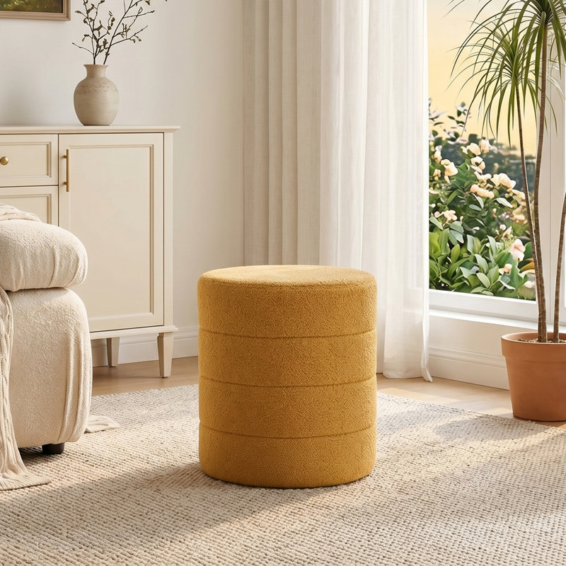 Solid Wood Accent Stool, Yellow