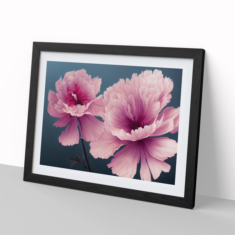 Tranquil Carnation Flowers - Single Picture Frame Print, Black Framed, 25cm H x 34cm W x 2cm D