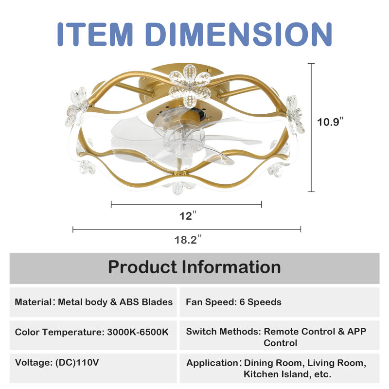 Thaisha 18.2'' Ceiling Fan with LED Lights