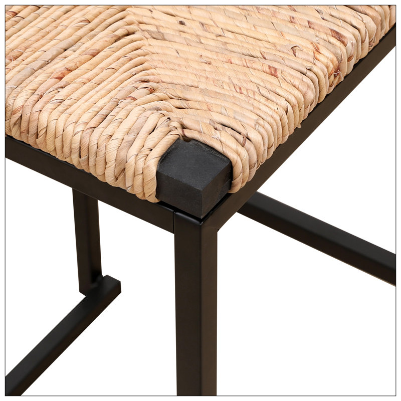 Ensemble de 2 tabourets de bar en jacinthe d'eau tissés avec chaises à hauteur de comptoir pour la cuisine, la maison et le bureau (jacinthe d'eau avec dossier)