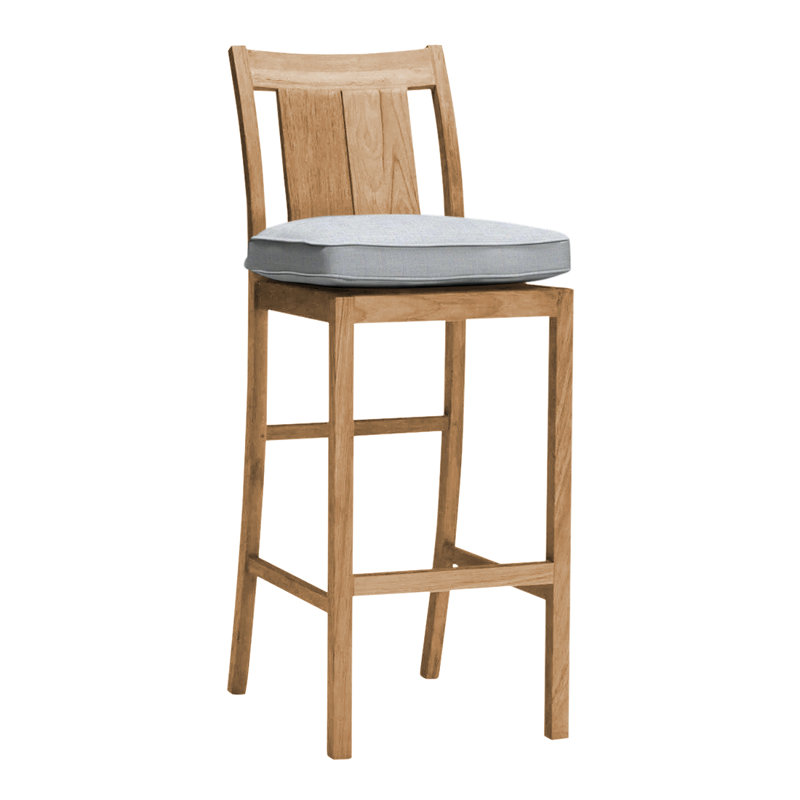 Tabouret de comptoir 24 po Croquet, Welt, Teck naturel, Lin chambray